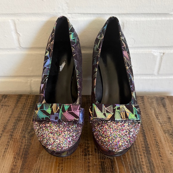 TEMU Multicolor Geometric Platform Heels, SZ EU37 (6.5) NWOB - Picture 5 of 8